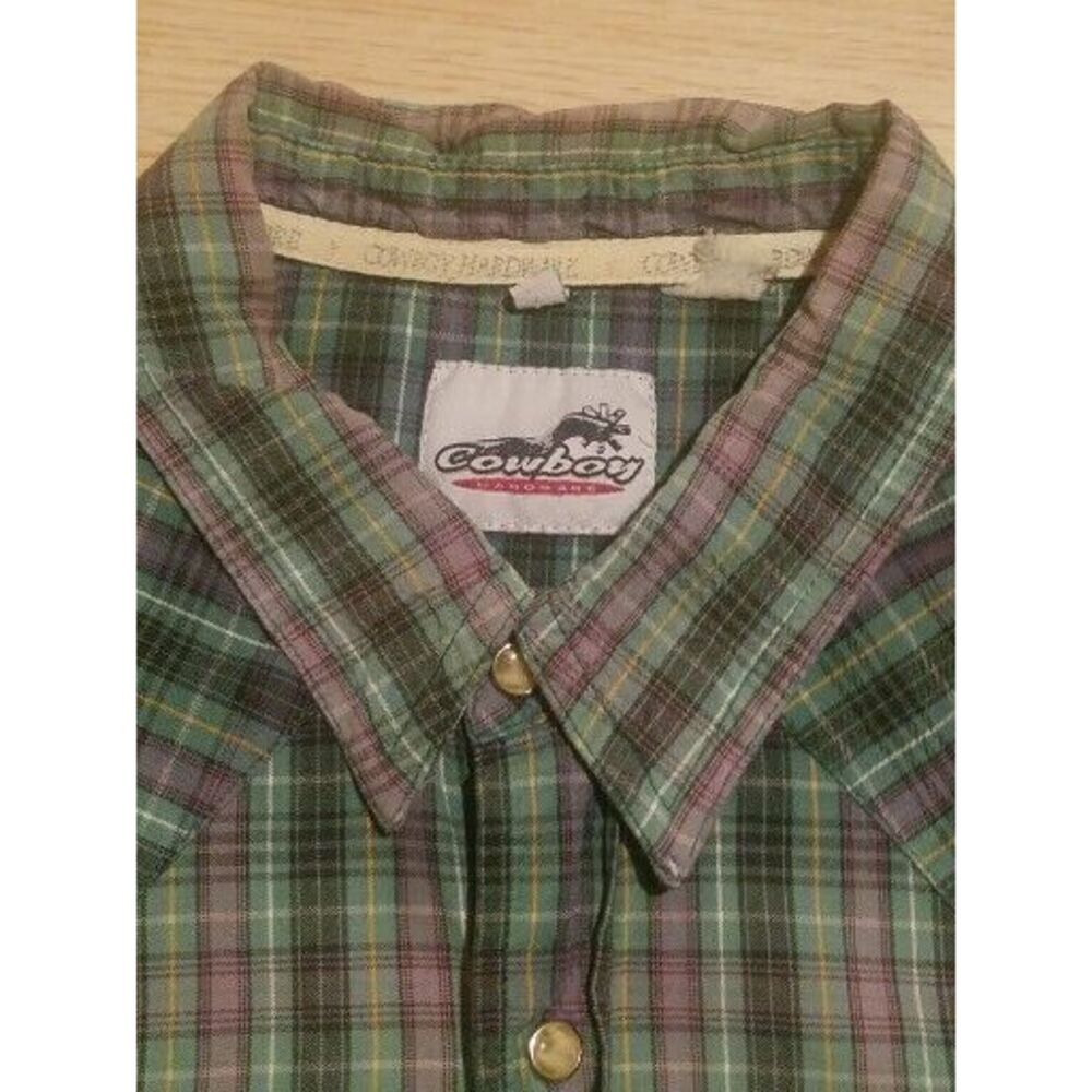 Cowboy Hardware Mens 2XL Pearl Snap Short Sleeve Western Shirt‎ Plaid Heavy Duty - Picture 4 of 7